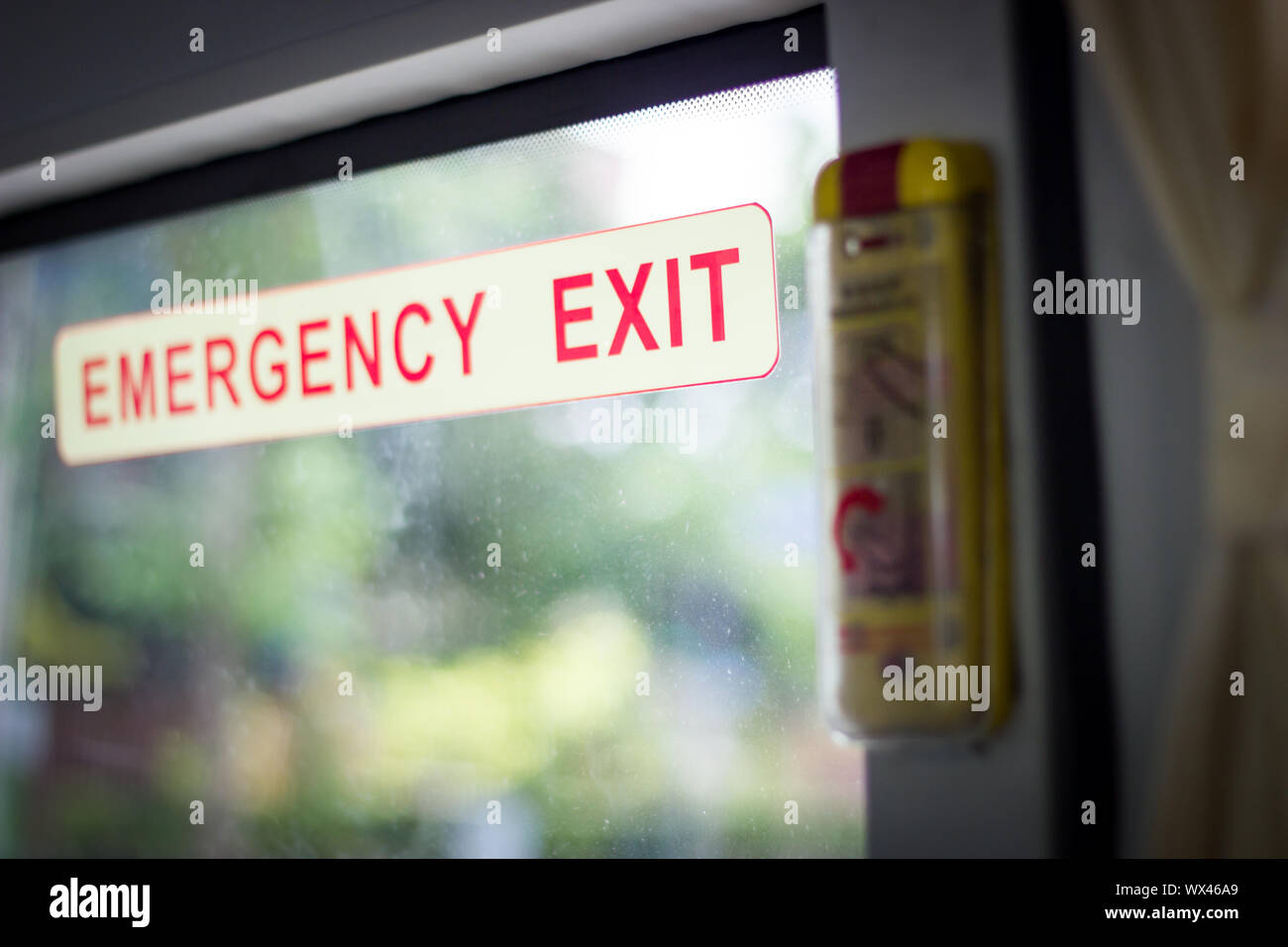 Bus emergency exit sign hires stock photography and images Alamy