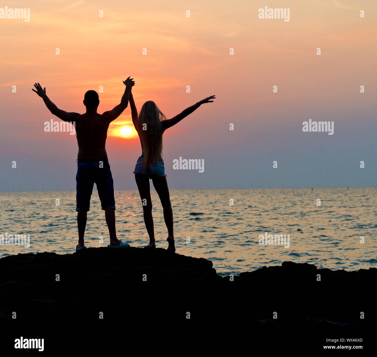 Silhouette of woman and man Stock Photo - Alamy