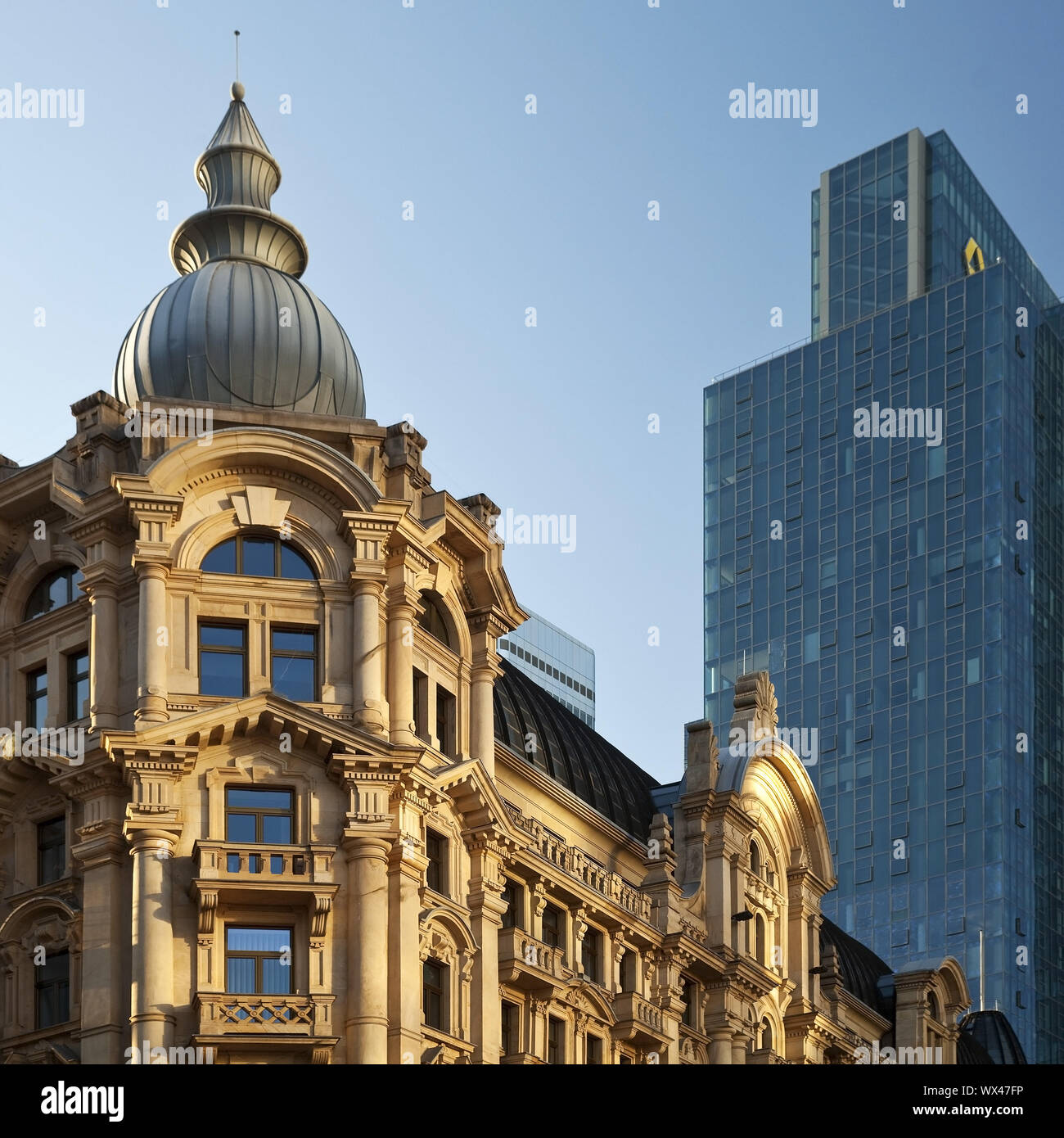 Architectural contrast in the Westend, Frankfurt am Main, Hesse, Germany, Europe Stock Photo