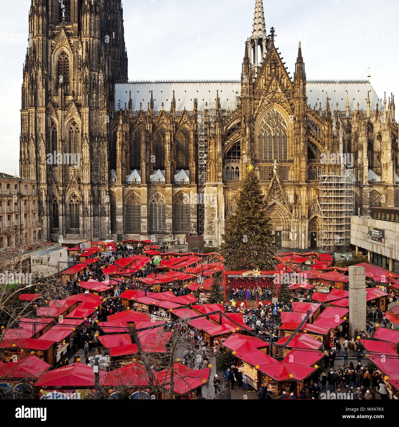 Christmas market at Cologne Cathedral, Cologne, North Rhine-Westfalia, Germany, Europe Stock Photo