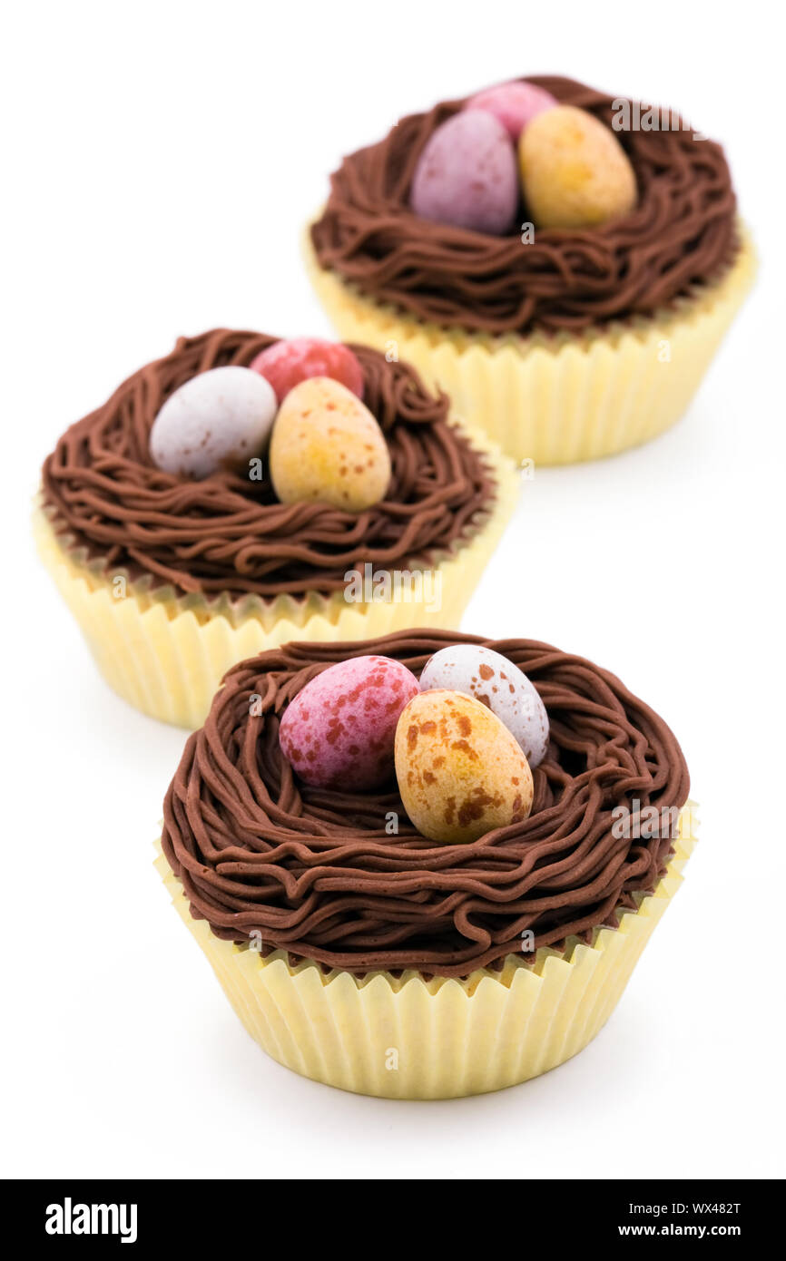 Cupcakes decorated with an Easter theme Stock Photo