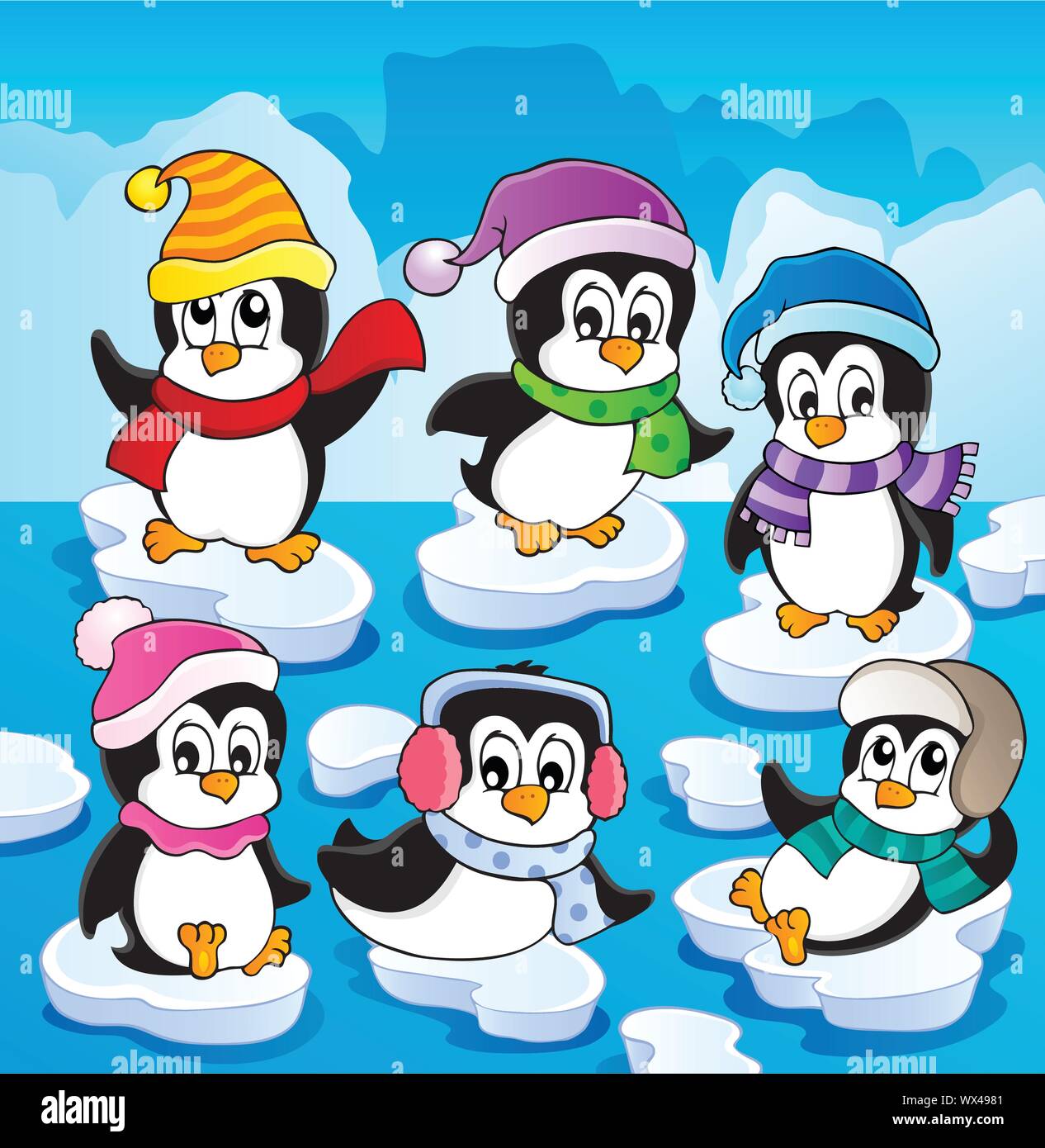 Winter theme with penguins 2 Stock Vector Image & Art - Alamy