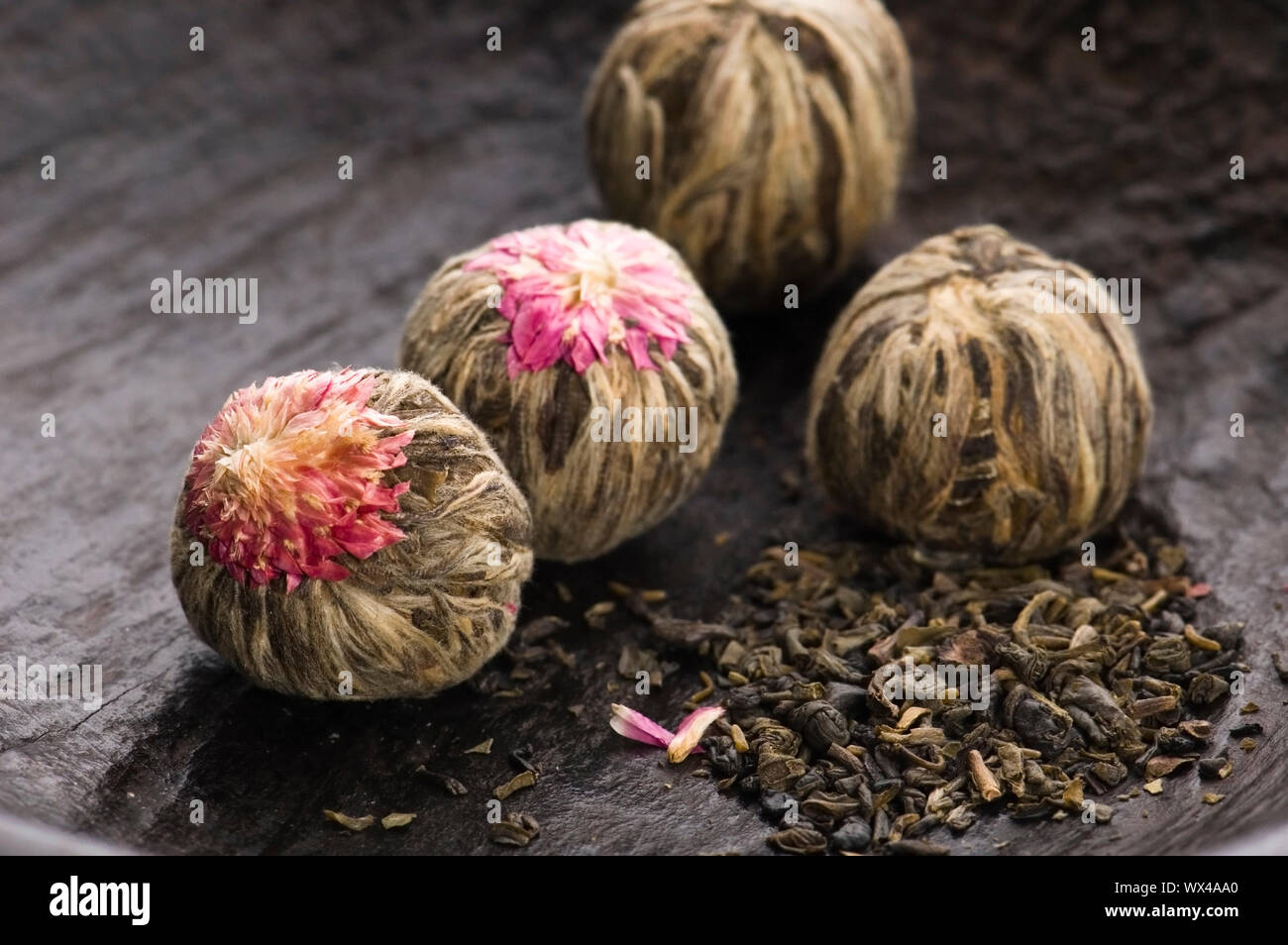Green chinese tea balls Stock Photo Alamy
