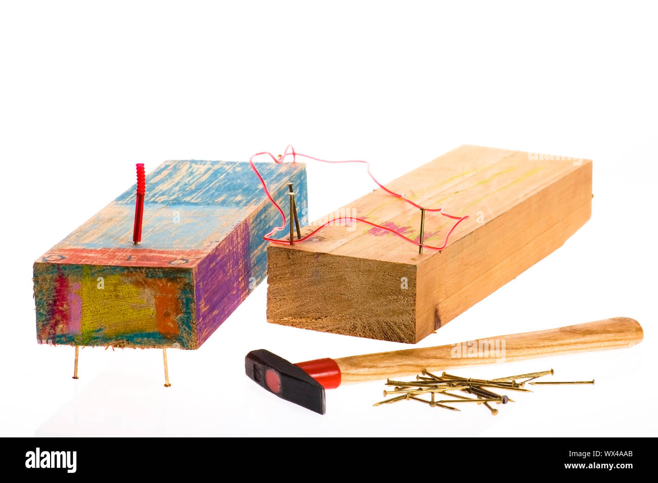 creative train. funny toys made from four years old girl. isolated on