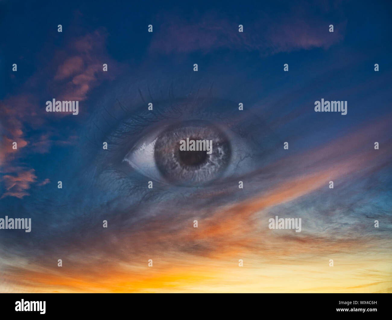 Abstract image of an eye in the sky. Stock Photo