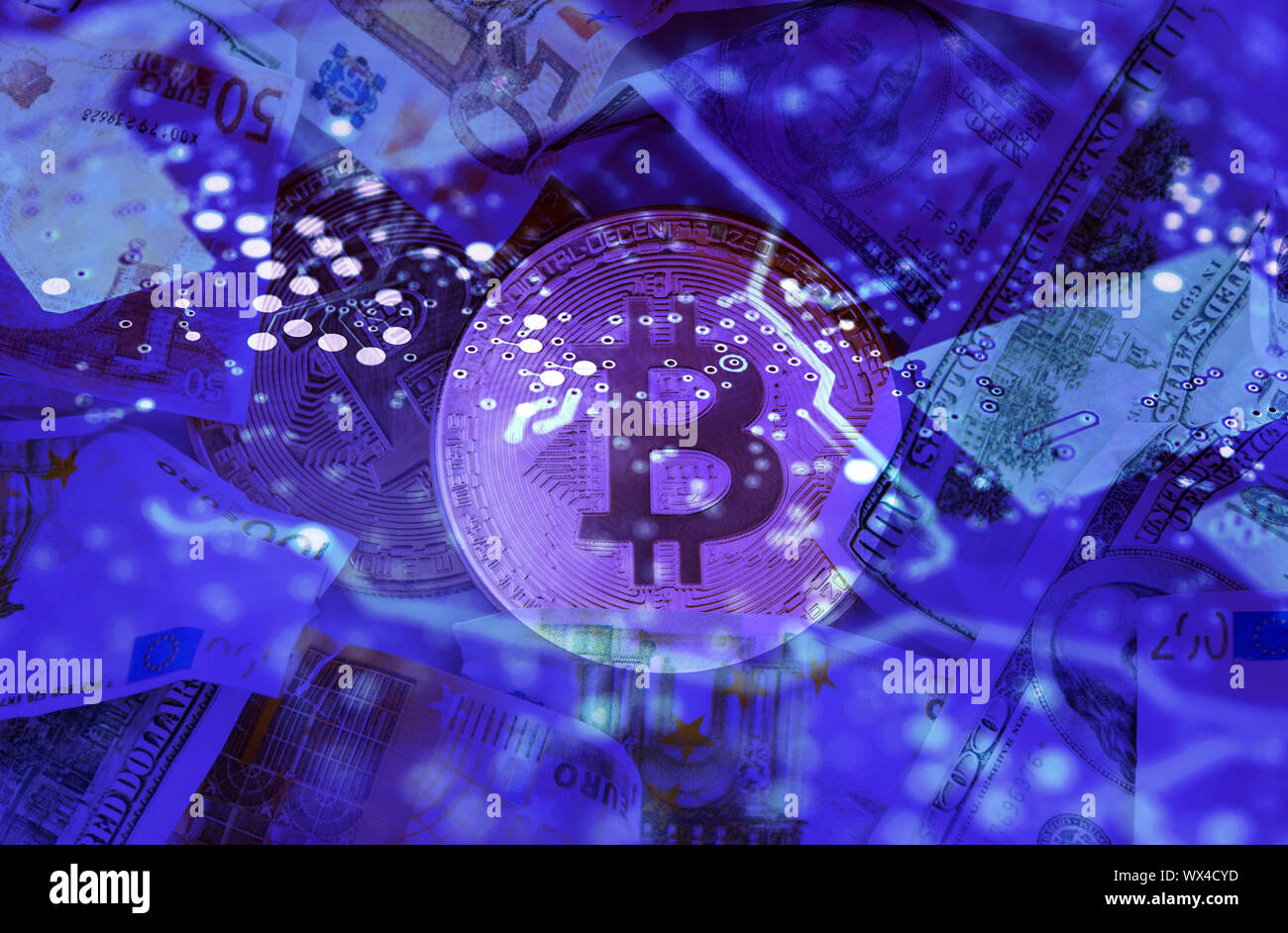 Economy trends virtual digital currency abstract background. Stock Photo