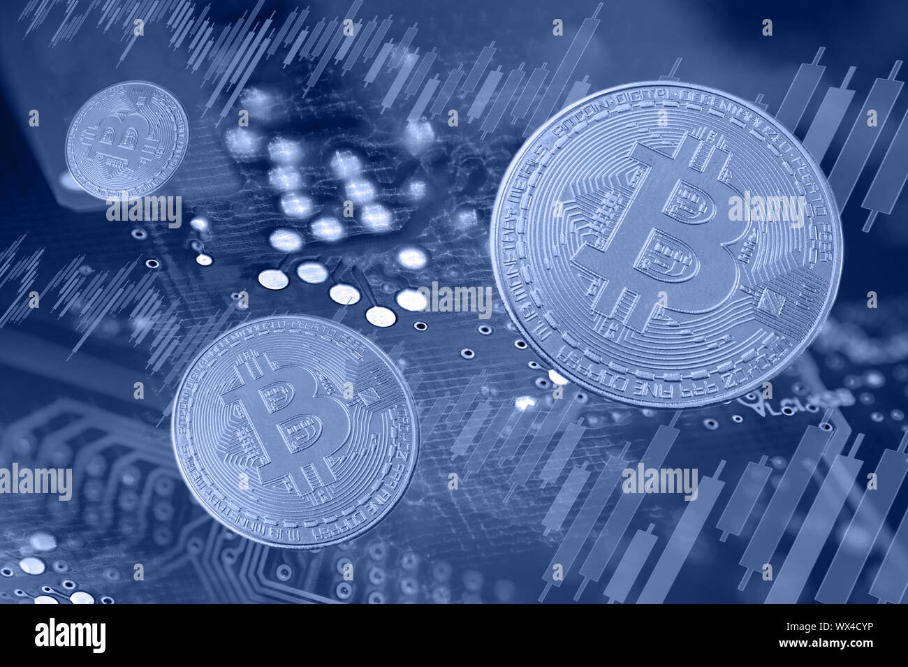 Economy trends virtual digital currency abstract background. Stock Photo