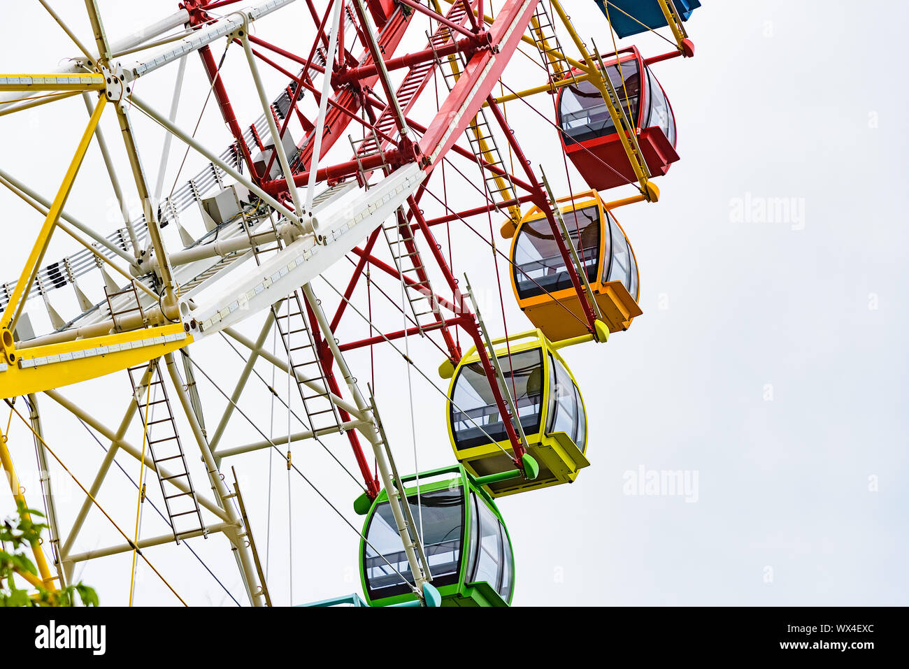 amusement park observation wheel colored cabs Stock Photo