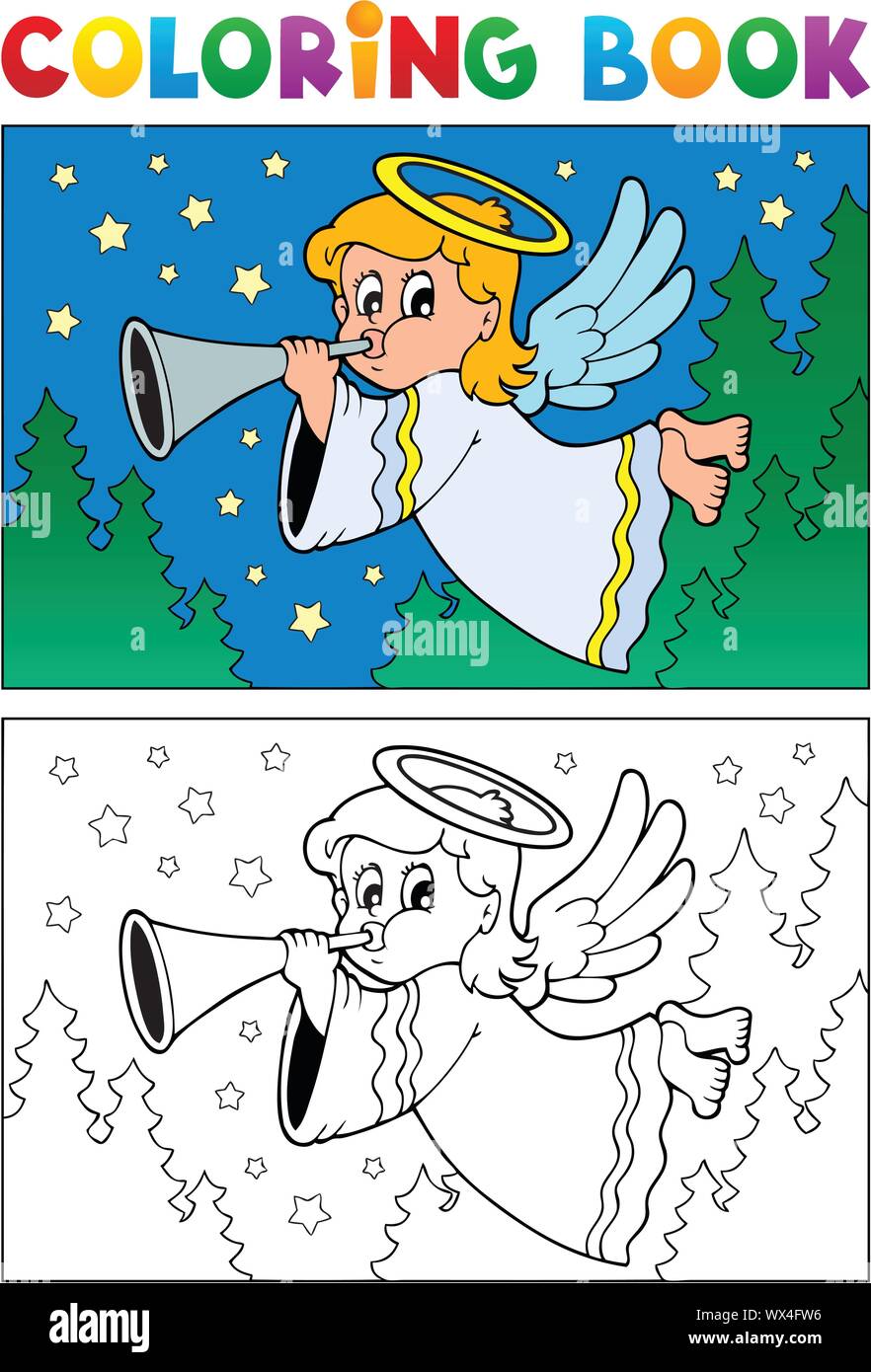 Coloring book angel theme image 4 Stock Vector Image & Art - Alamy
