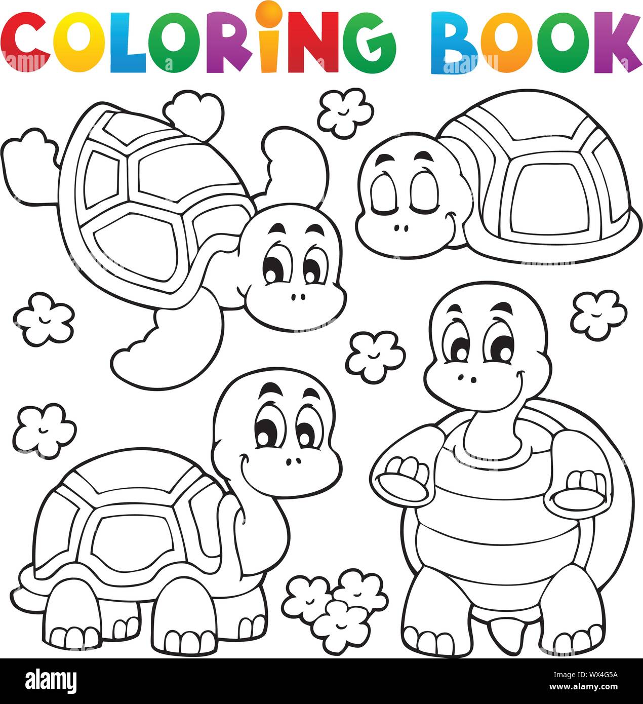 Coloring book turtle theme 1 Stock Vector