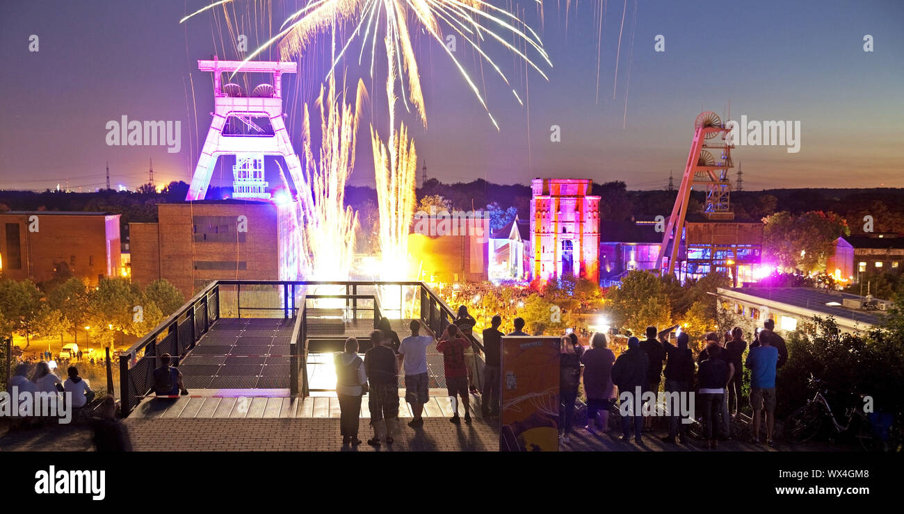 Fireworks at the illuminated coal mine Ewald to the Extraschicht