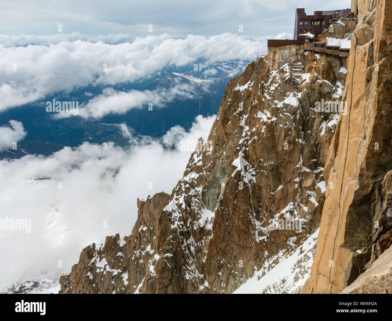 Mont Blanc mountain massif view from Aiguille du Midi Mount Stock Photo ...