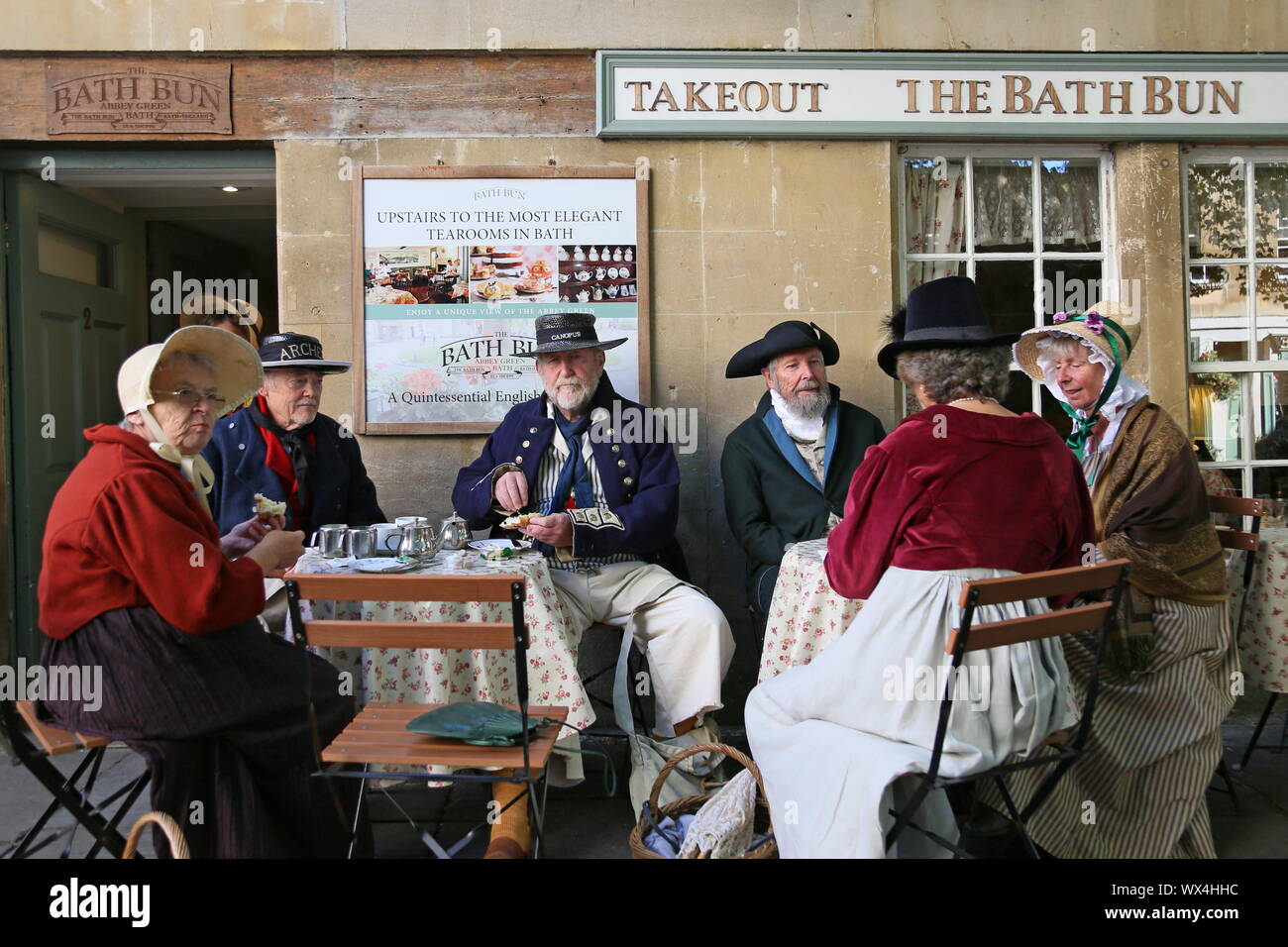The Bath Bun Tea Shoppe, Jane Austen Festival, Abbey Green, Bath, Somerset, England, Great Britain, United Kingdom UK, Europe Stock Photo