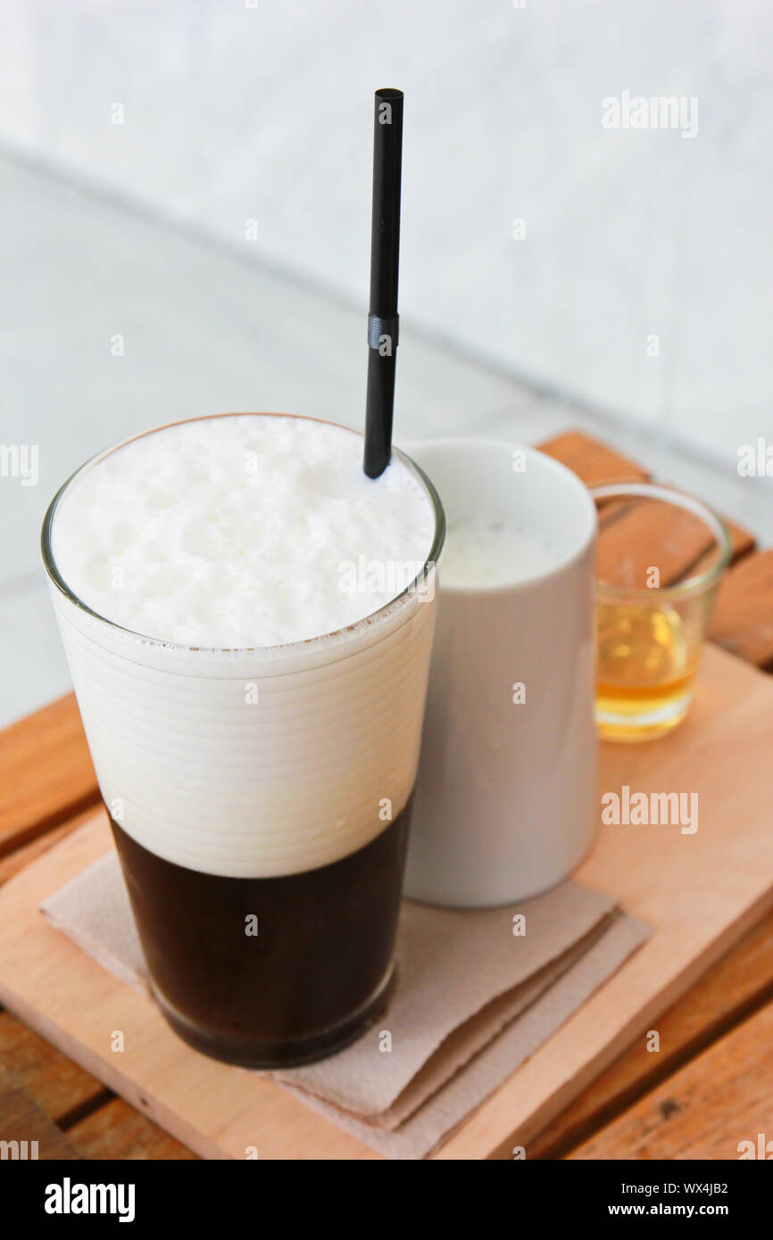 Jelly coffee for drink with milk and syrup Stock Photo Alamy