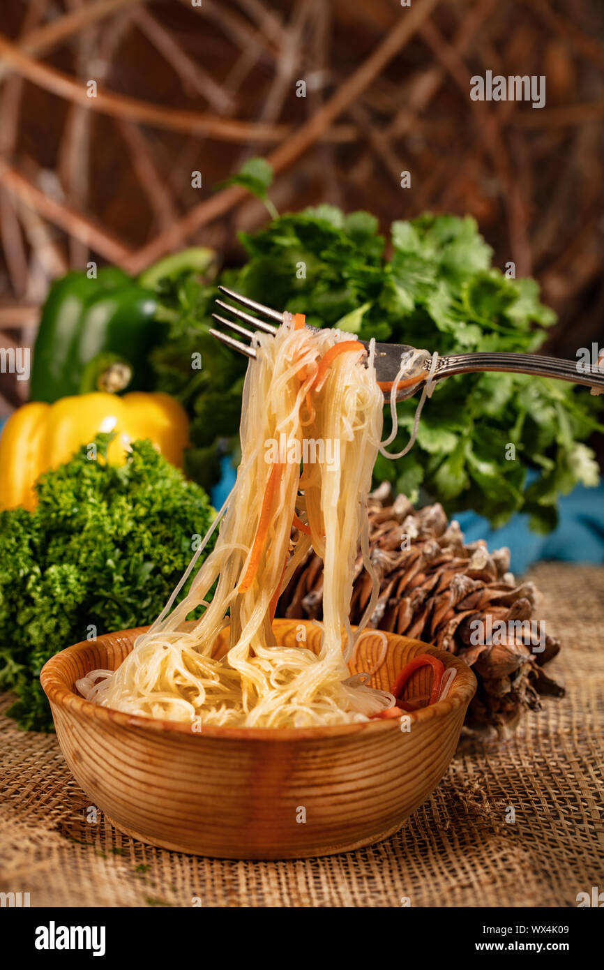 Noodles And Fork Stock Photo Alamy