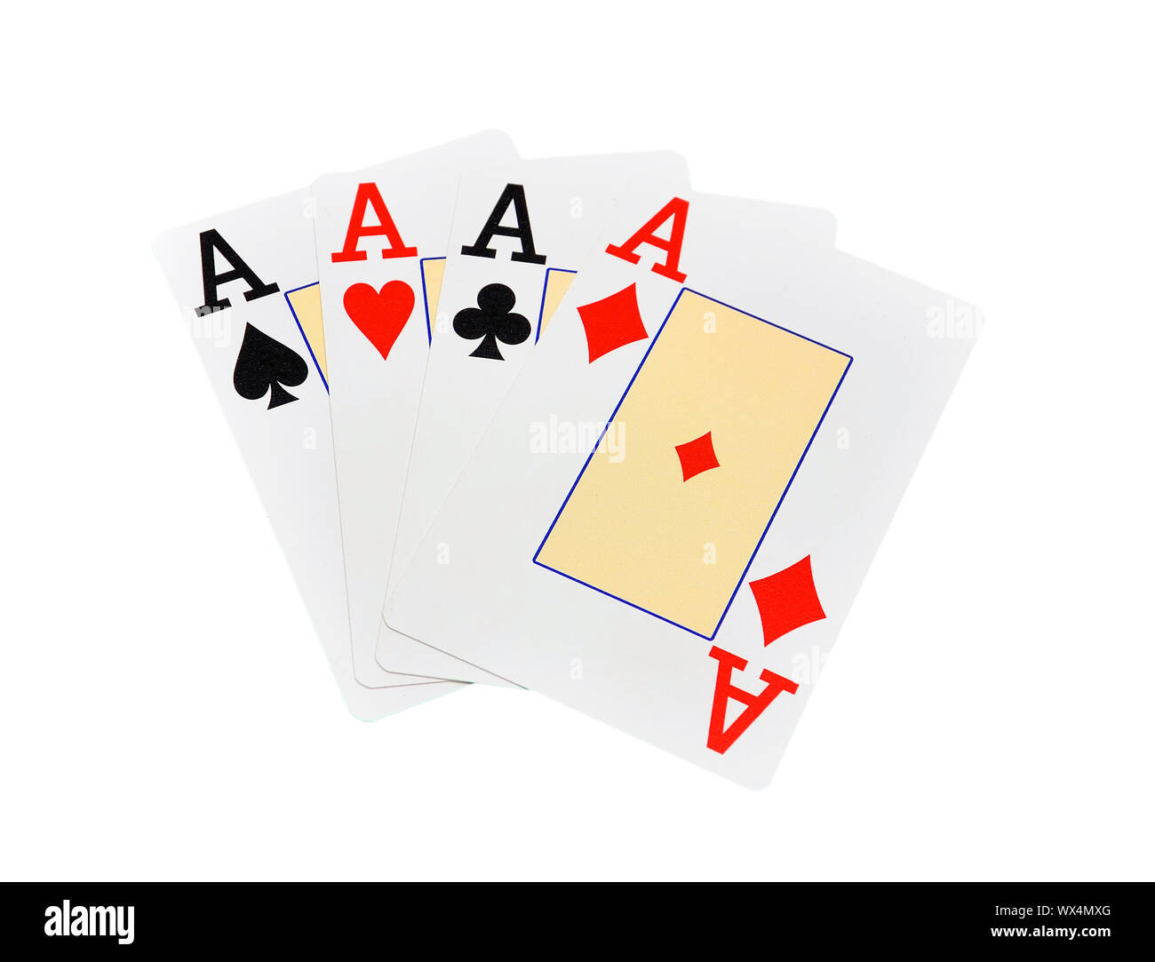 four aces on green background Stock Photo