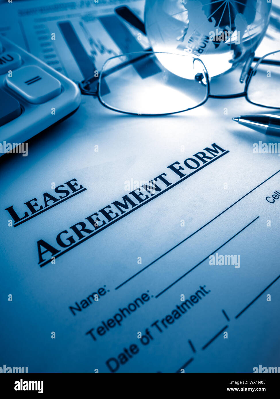 lease agreement form on the desk. Stock Photo