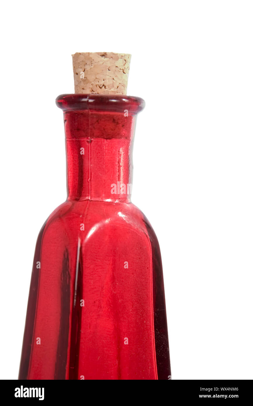 A red glass bottle isolated on white with clipping path Stock Photo Alamy