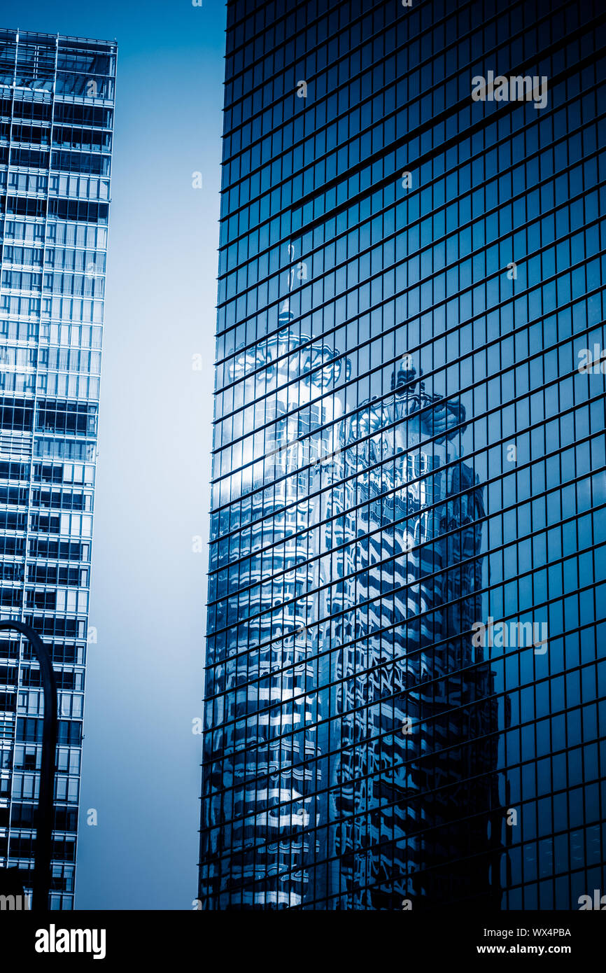 Blue Toned Office Building Stock Photo - Alamy