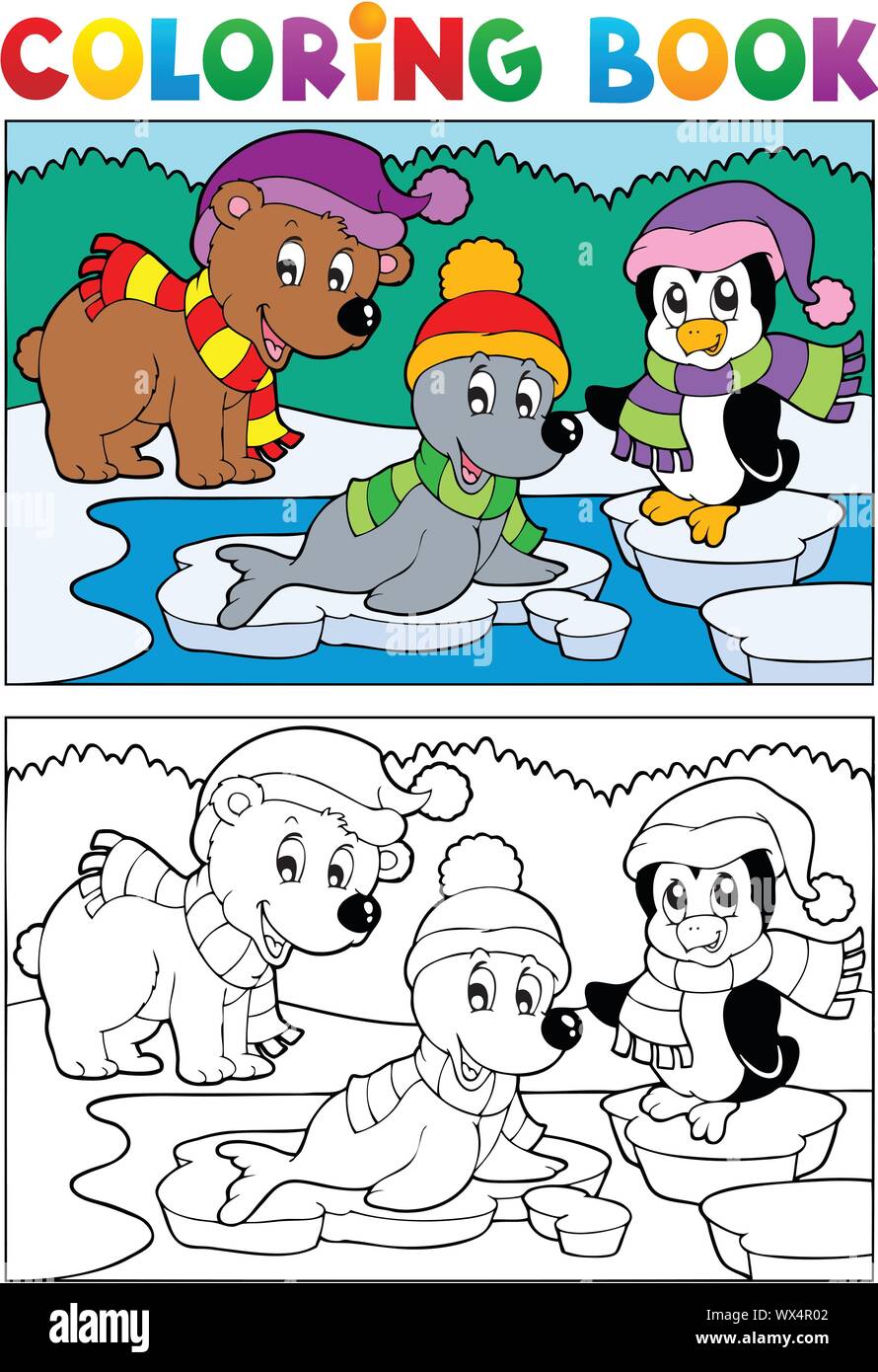 Coloring book winter topic 5 Stock Vector
