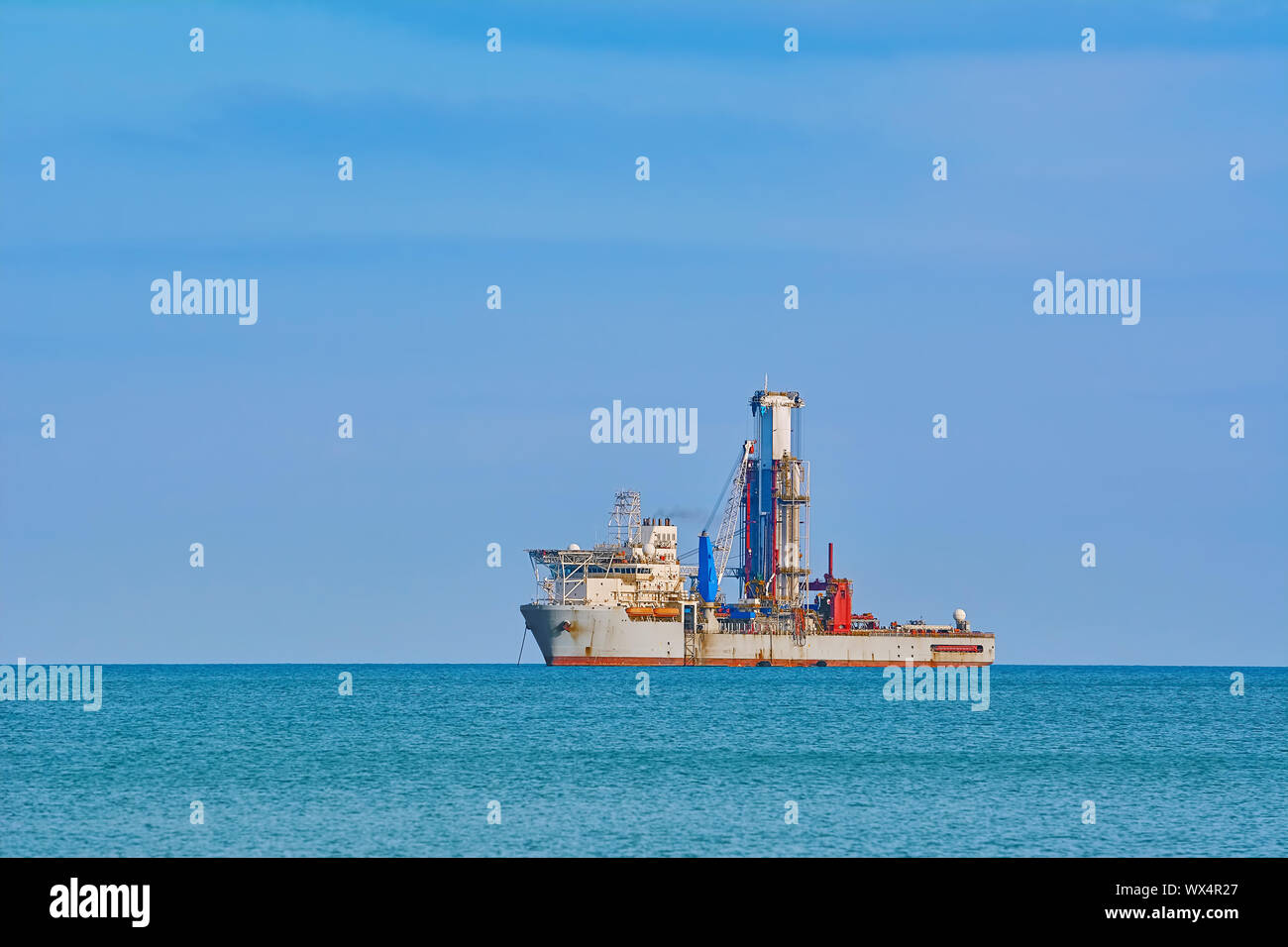 Drill Ship in Black Sea Stock Photo