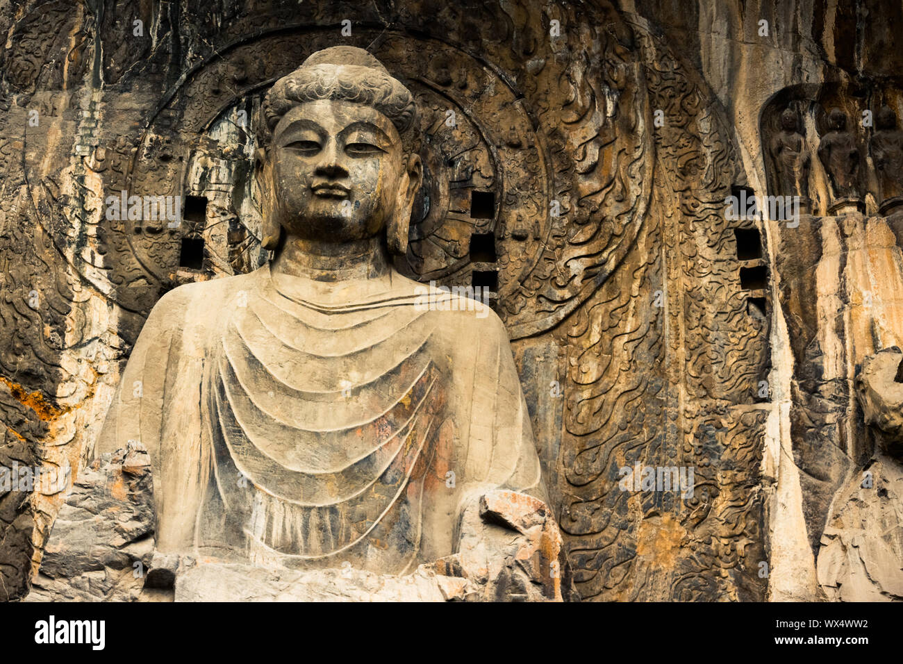 Buddhas in Yungang Caves,China Stock Photo
