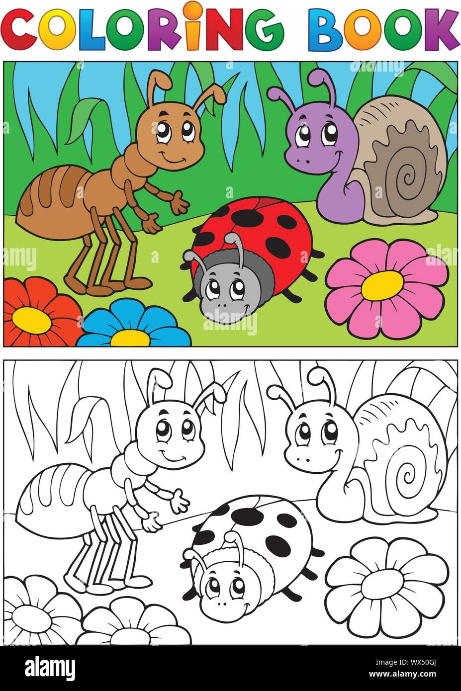 Coloring book bugs theme image 5 Stock Vector Image & Art - Alamy