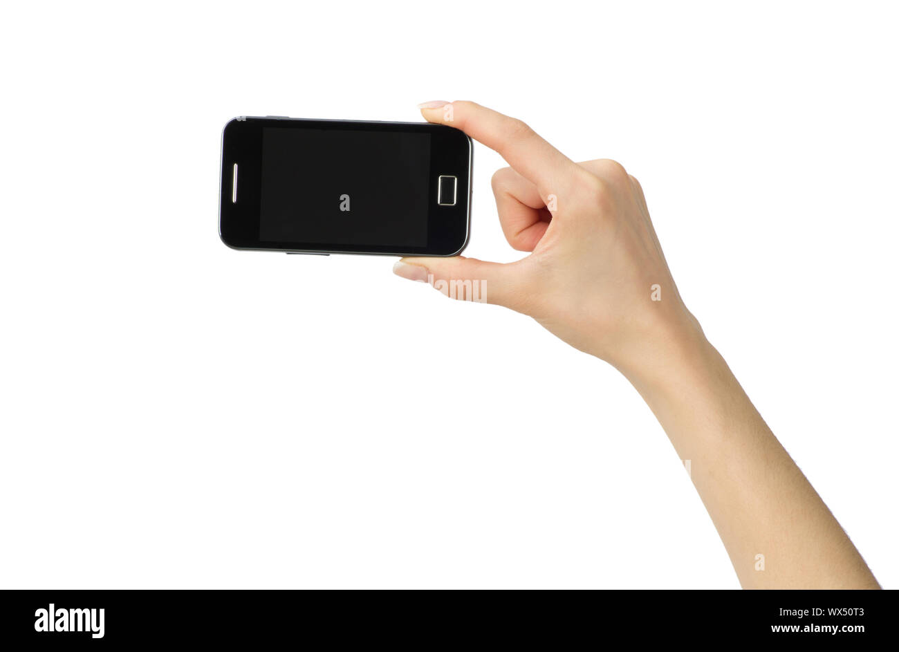 Hand holding mobile smart phone with blank screen Stock Photo - Alamy