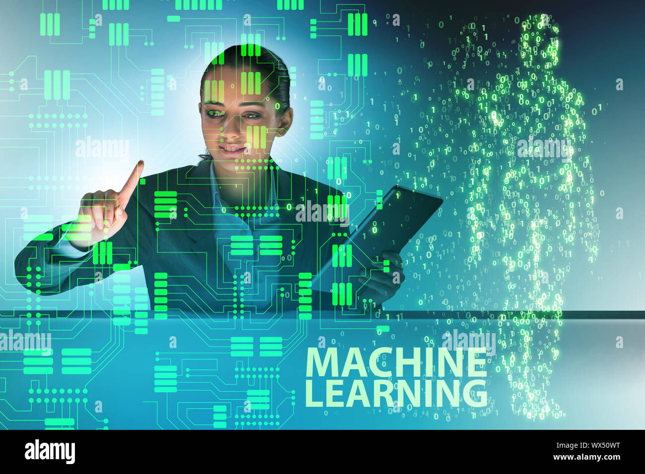 Machine learning concept as modern technology Stock Photo - Alamy