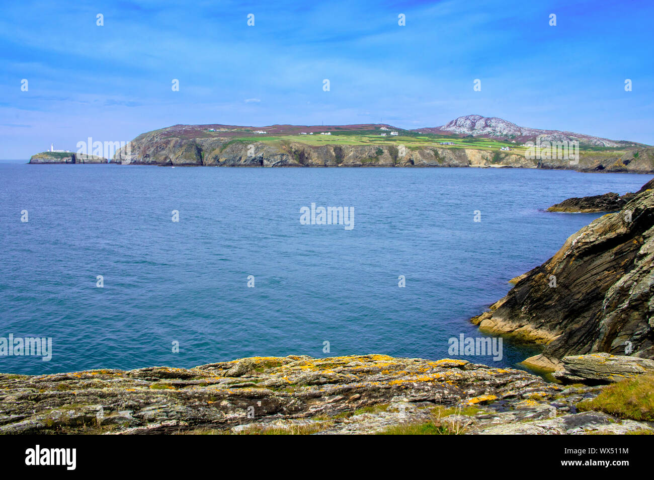 A large bay near South Stack, Holyhead Stock Photo