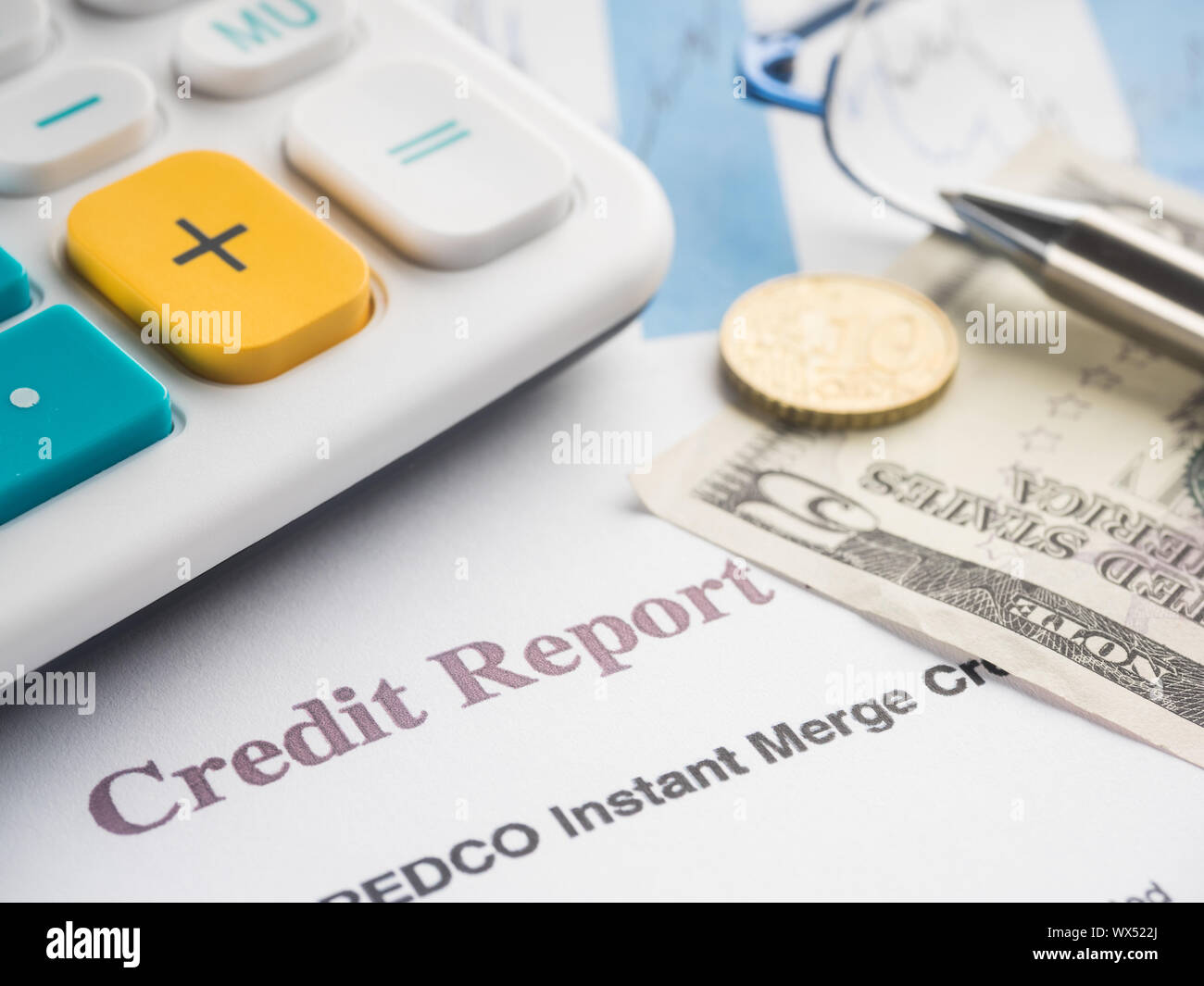 credit report on the desk. Stock Photo