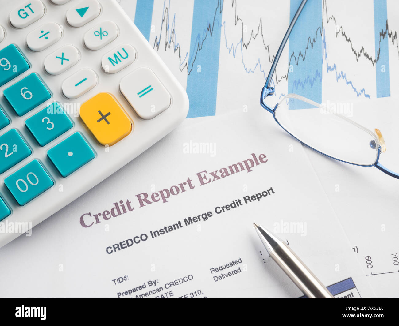 credit report on the desk. Stock Photo