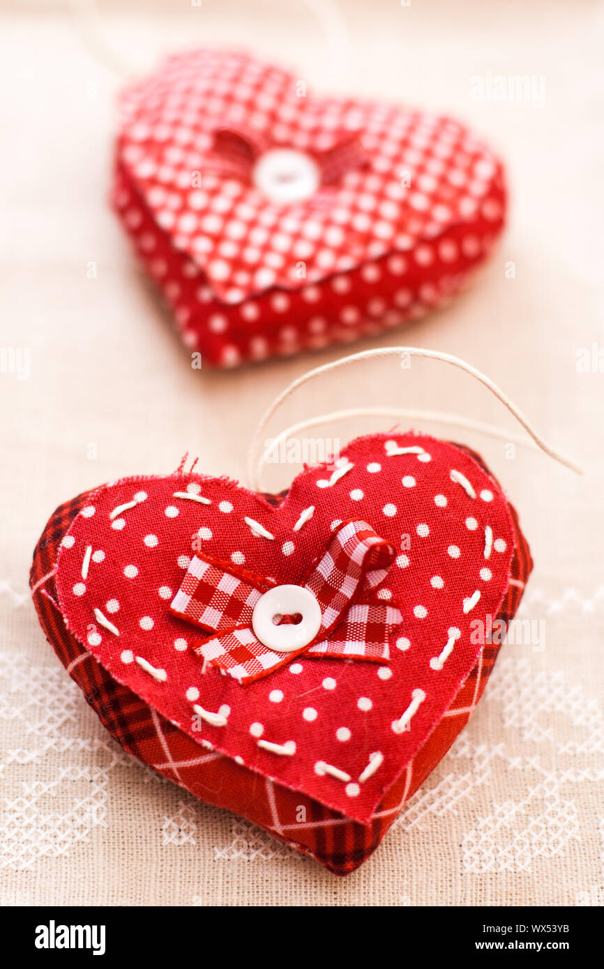 Handmade hearts for Valentines day Stock Photo