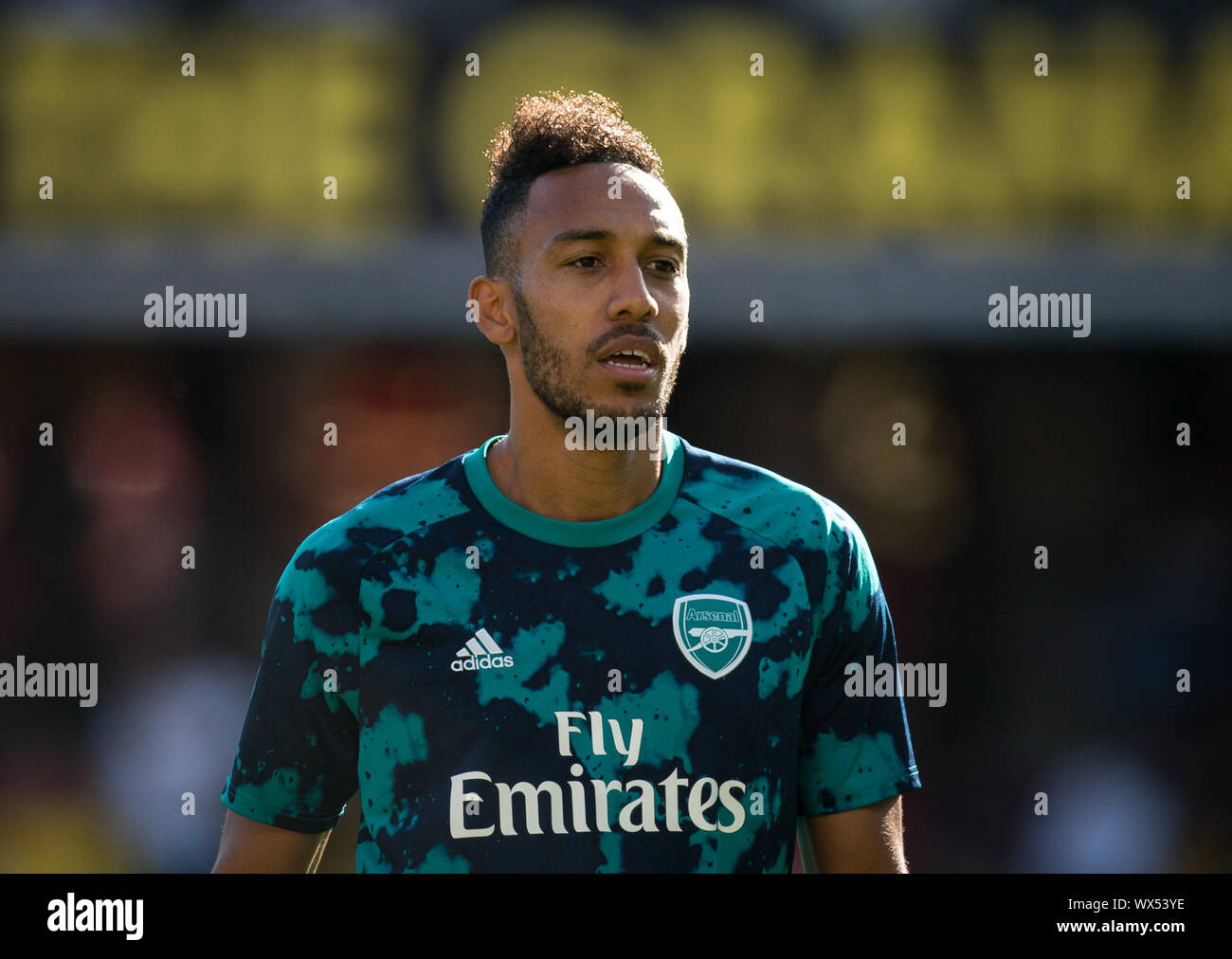 Pierre-Emerick Aubameyang of Arsenal pre match during the Premier League  match between Watford and Arsenal at Vicarage Road, Watford, England on 16  Se Stock Photo - Alamy