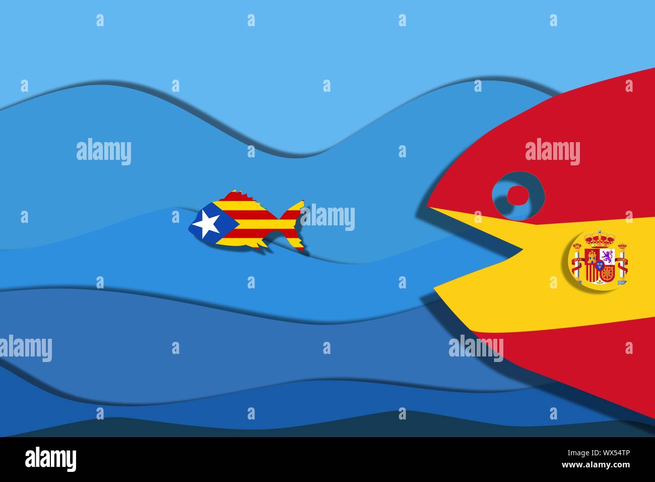 independence Catalonia fish, concept freedom from Spain Stock Photo