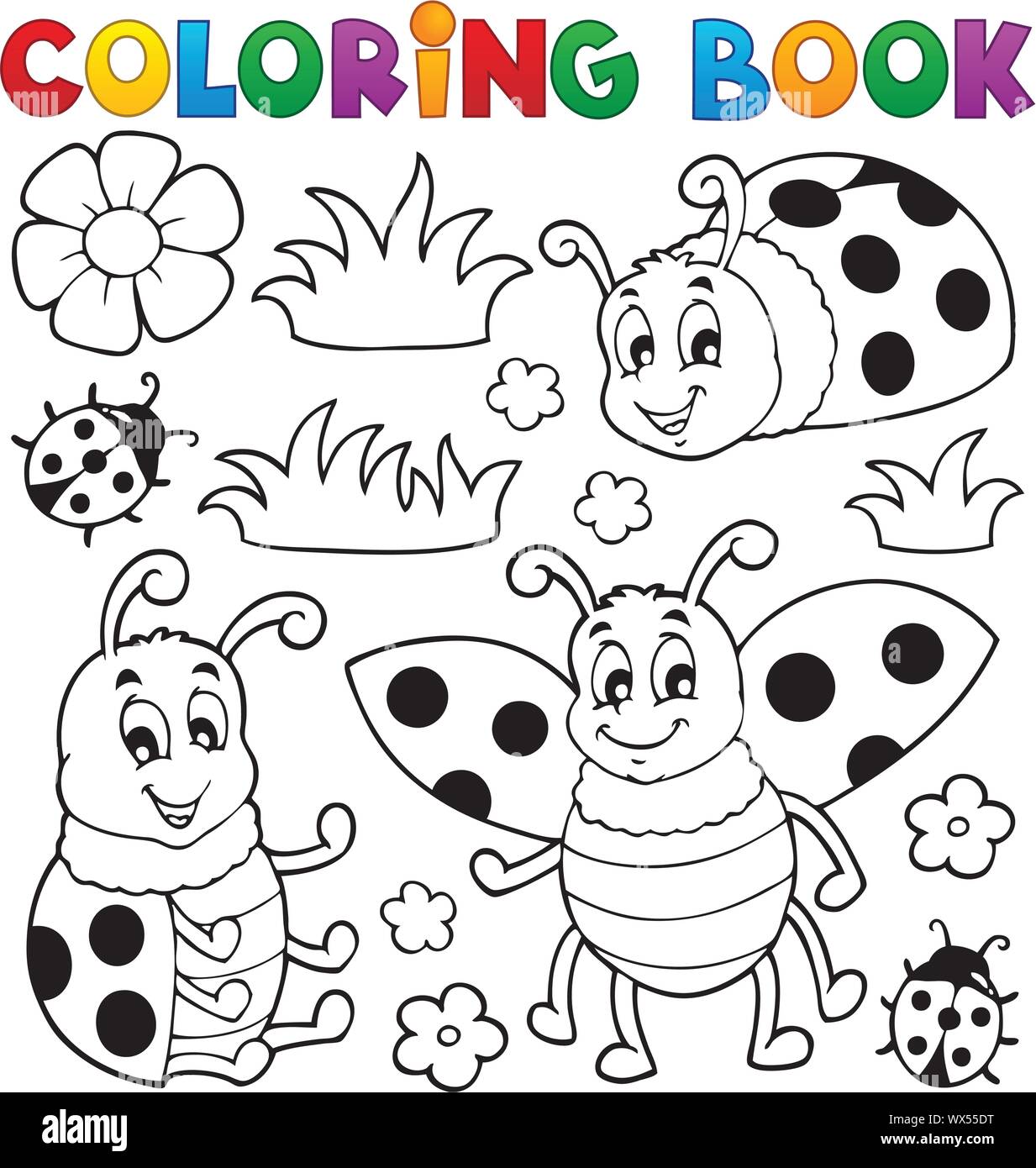 Download Coloring Book Ladybug Theme 1 Stock Vector Image Art Alamy
