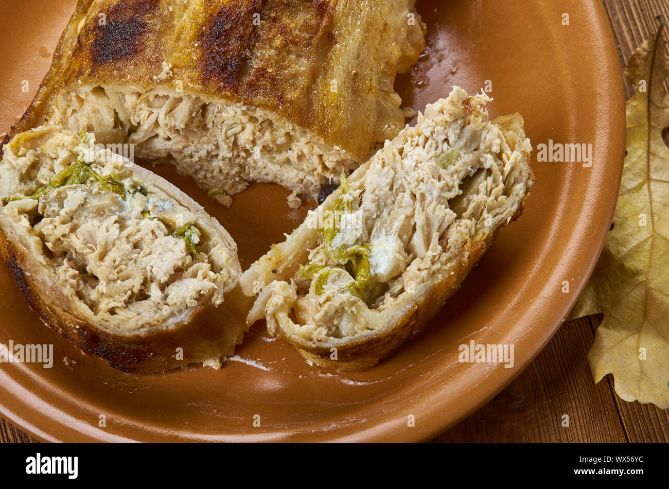 Bacon Chicken Alfredo Lasagna Roll Stock Photo Alamy