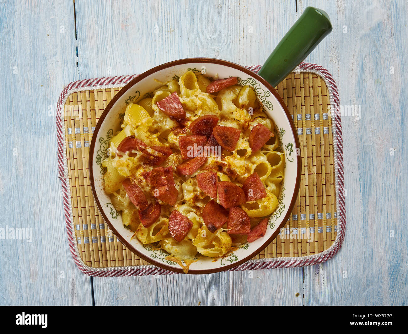 Andouille Sausage Macaroni Cheese Stock Photo Alamy