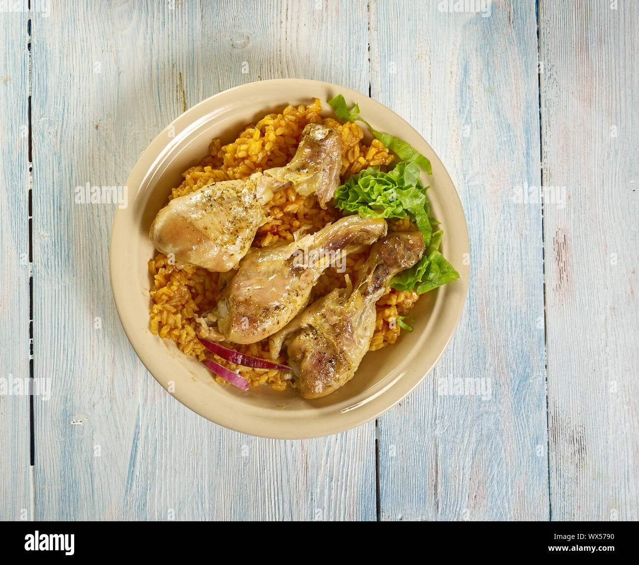 Baked Chicken Jollof Rice Stock Photo Alamy