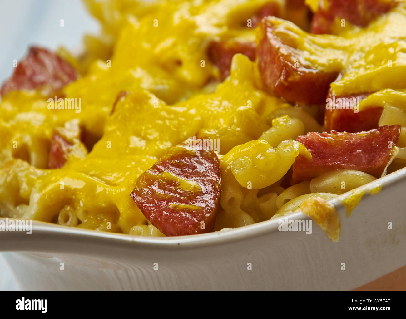 Spicy Smoked Sausage Alfredo Bake Stock Photo Alamy