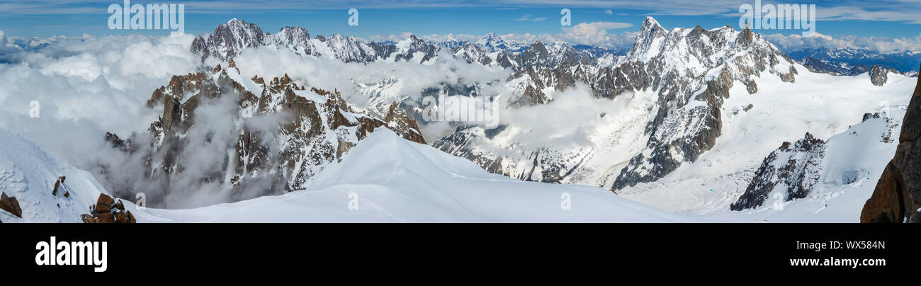 Mont Blanc mountain massif view from Aiguille du Midi Mount Stock Photo ...