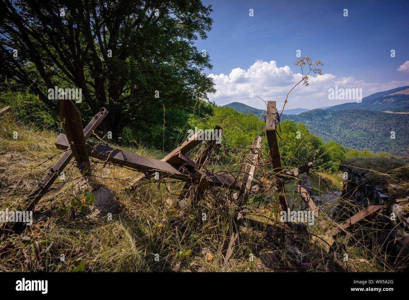 Alsace Mountain vogesen world war one memorial ruins Stock Photo