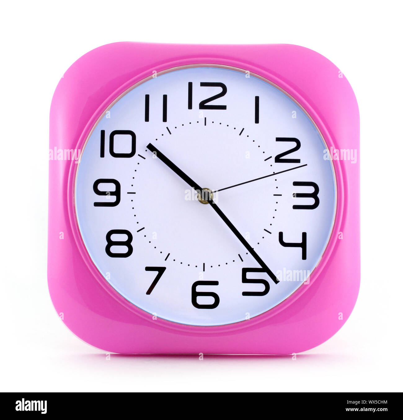Small pink alarm clock isolated on white background Stock Photo Alamy