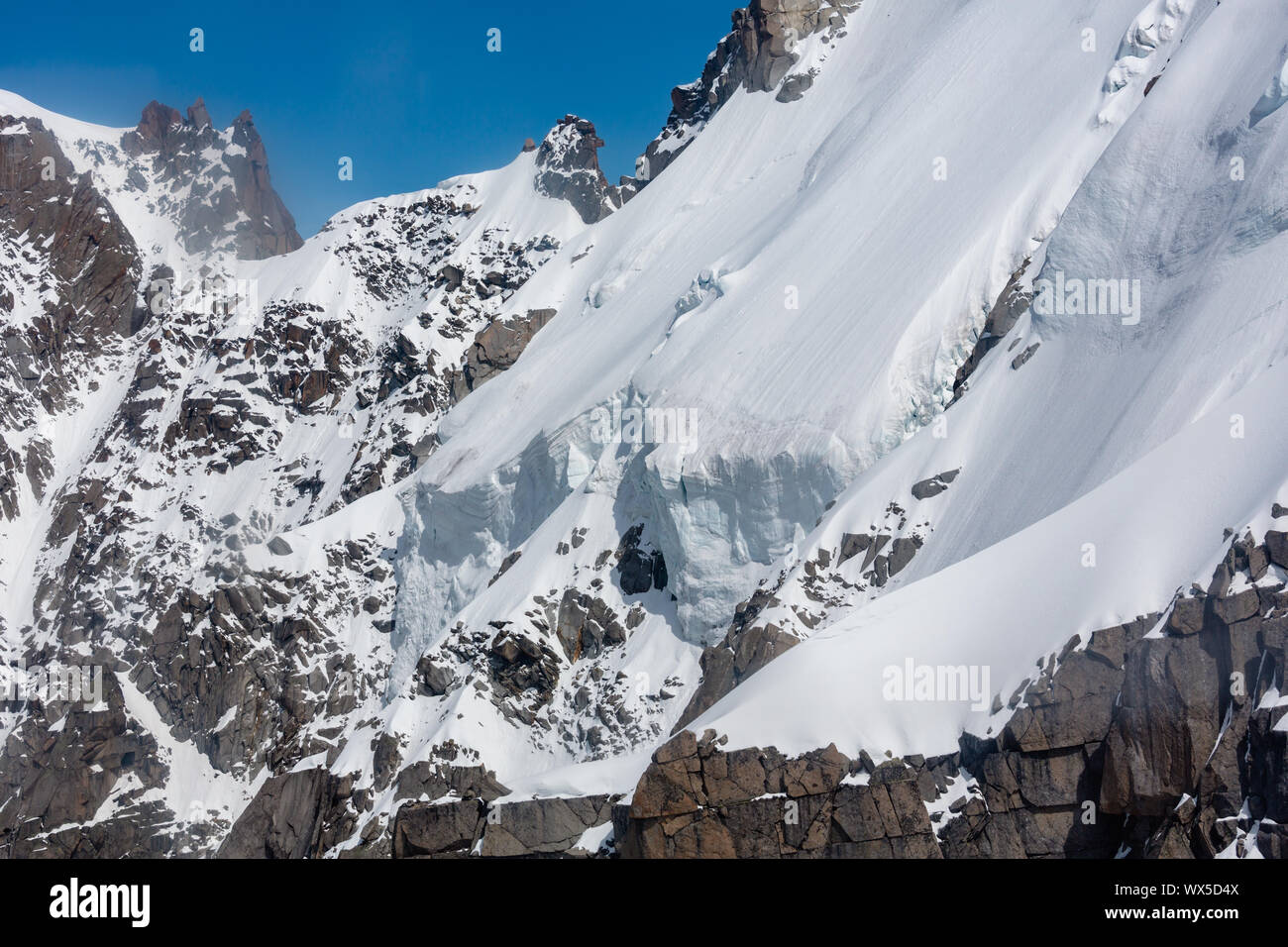 Mont Blanc mountain massif view from Aiguille du Midi Mount Stock Photo ...