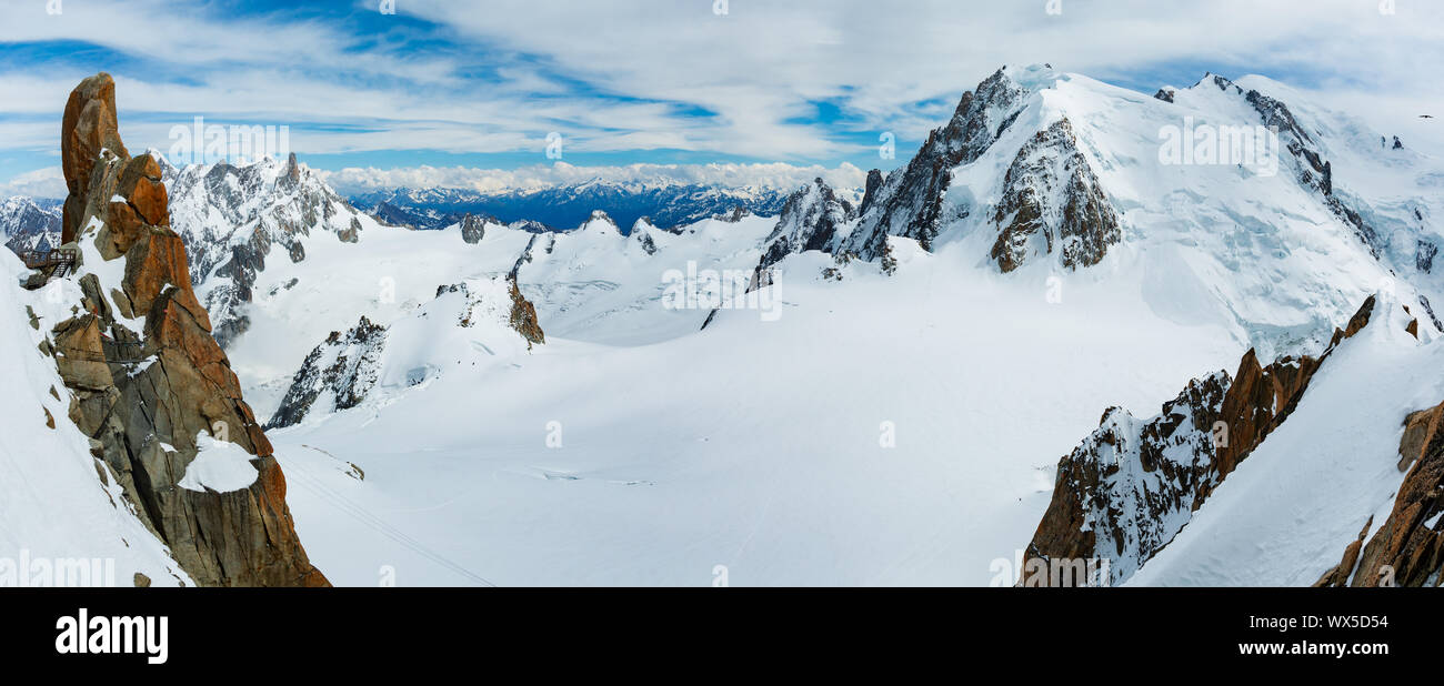 Mont Blanc mountain massif view from Aiguille du Midi Mount Stock Photo ...
