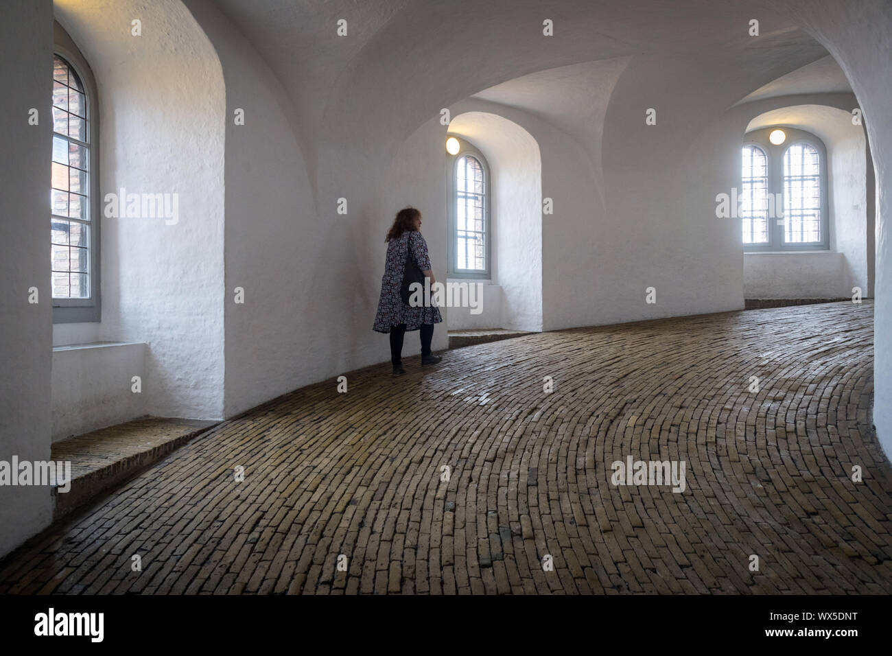 The spiral ramp leading to the top of the Round Tower, Rundetaarn,  in Copenhagen Stock Photo