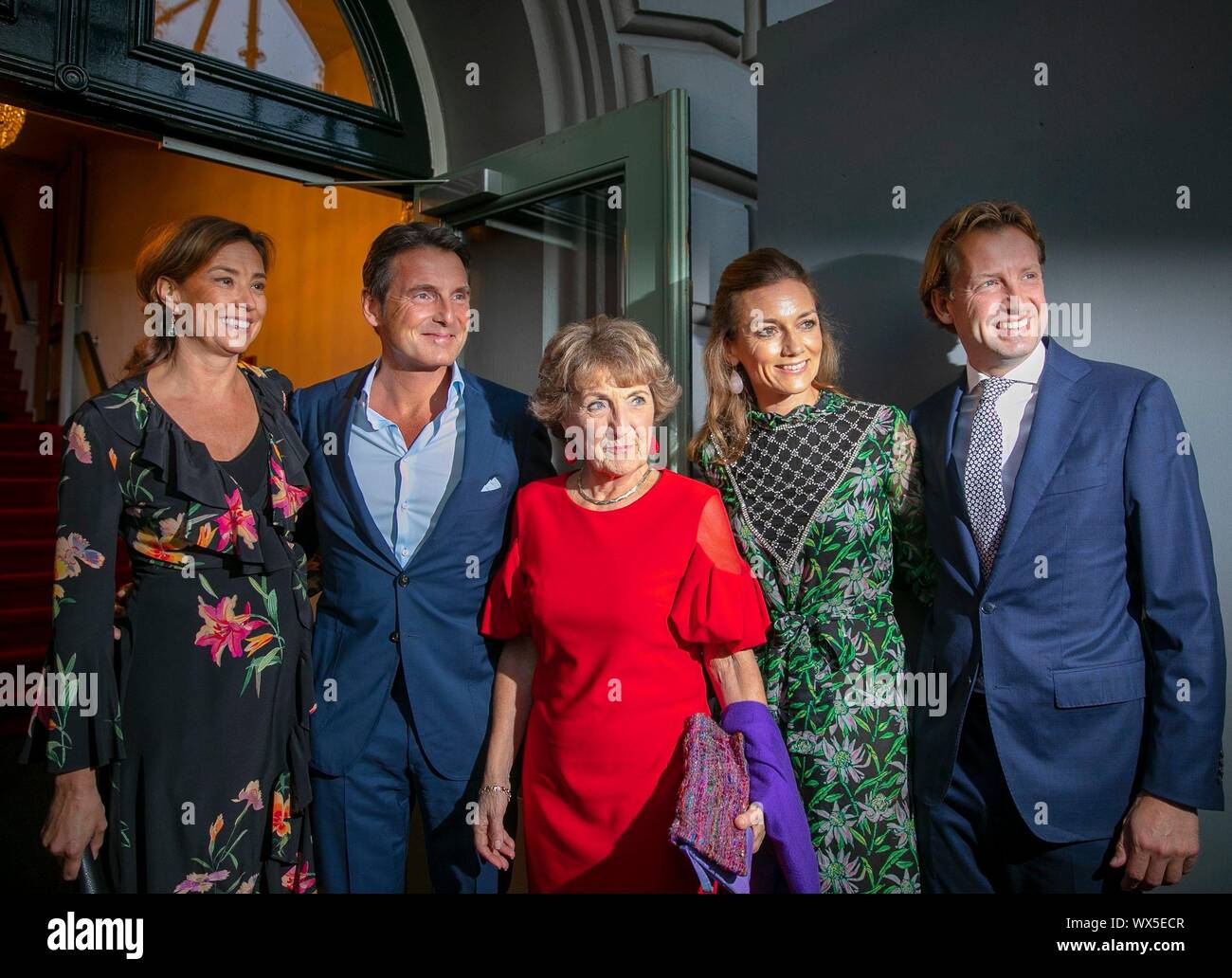Amsterdam, Netherlands. 16th Sep, 2019. Princess Margriet of The Netherlands,  Prince Maurits and Princess Marilène, Prince Floris and Princess Aimée  arrive at the Koninklijk Theater Carré in Amsterdam, on September 16, 2019,