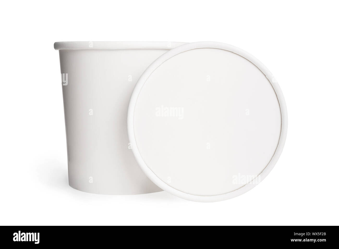 White blank paper cup with lid mockup isolated on white background ...