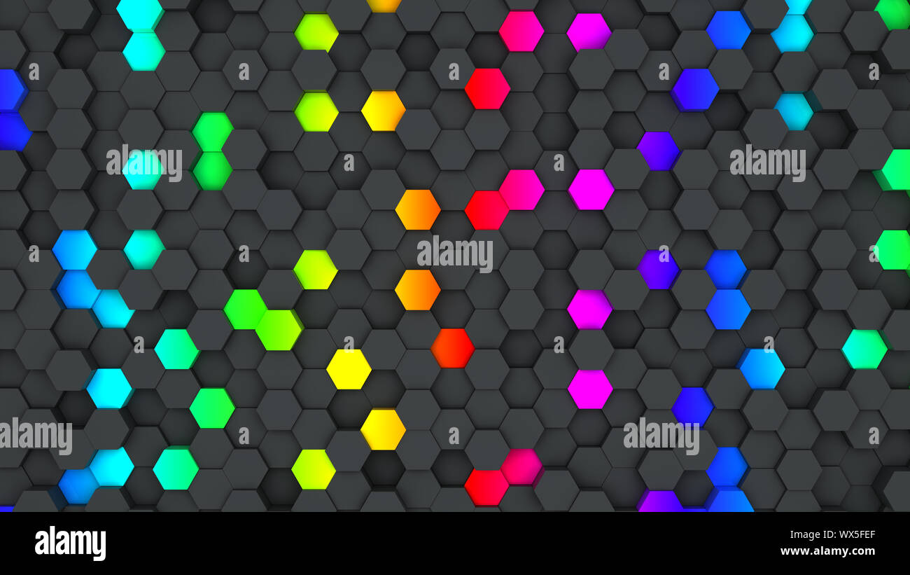 Colorful hexagon wallpaper or background - 3d render Stock Photo - Alamy