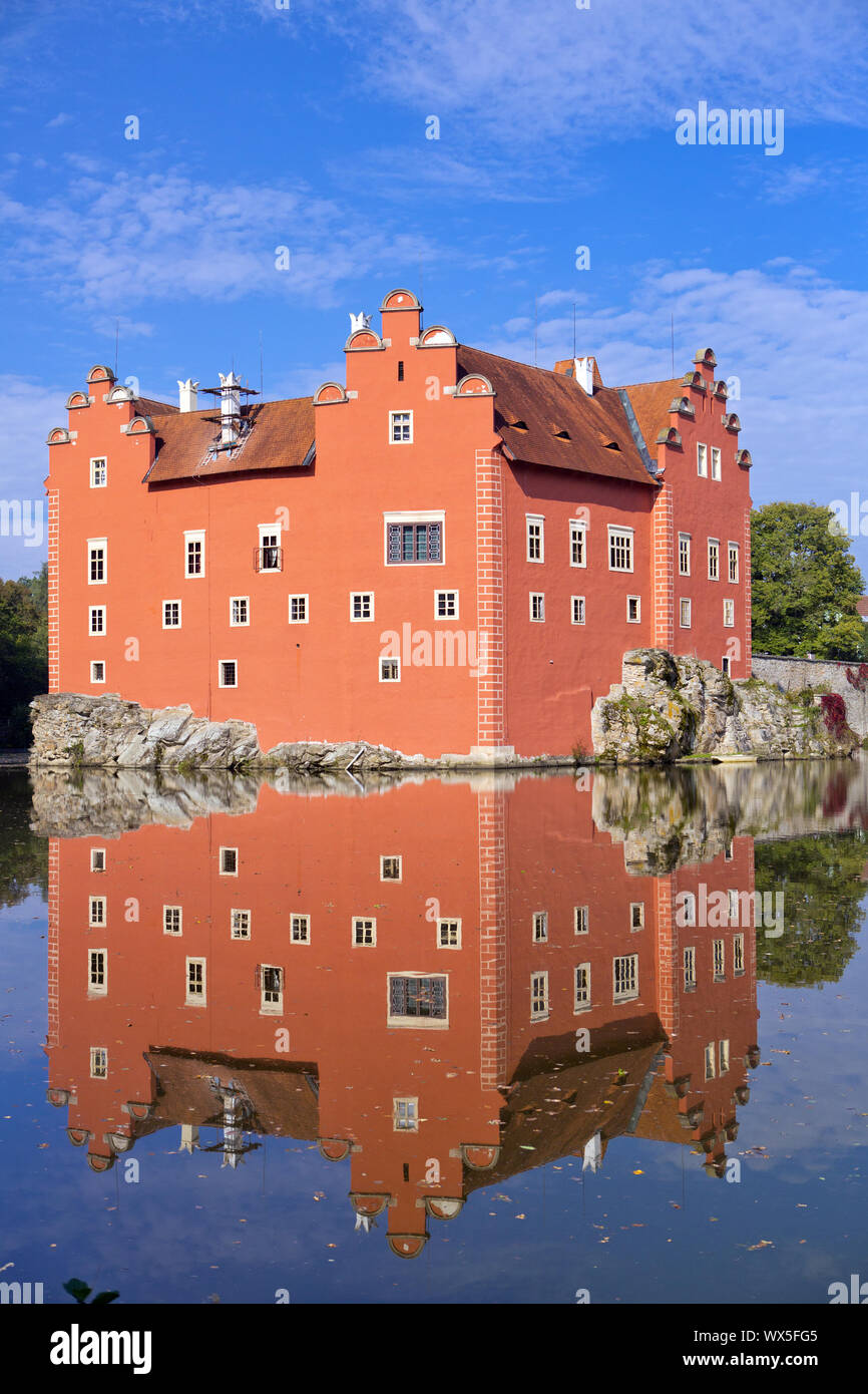 Cervena Lhota. Czech Republic. Castle on the lake Stock Photo